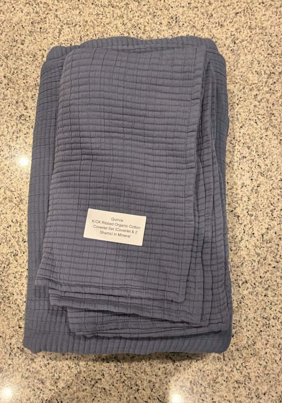 Quince Ribbed Organic Cotton Coverlet Set in Mineral